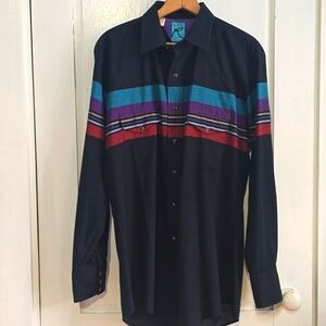 Vintage Men's Roper Striped Western Rodeo Western Button  Front  Shirt USA Made